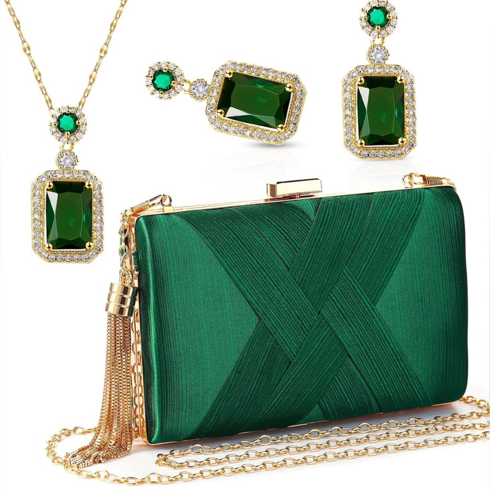 NWT 3 Pcs Women Clutch Purse Handbag Evening Purses
